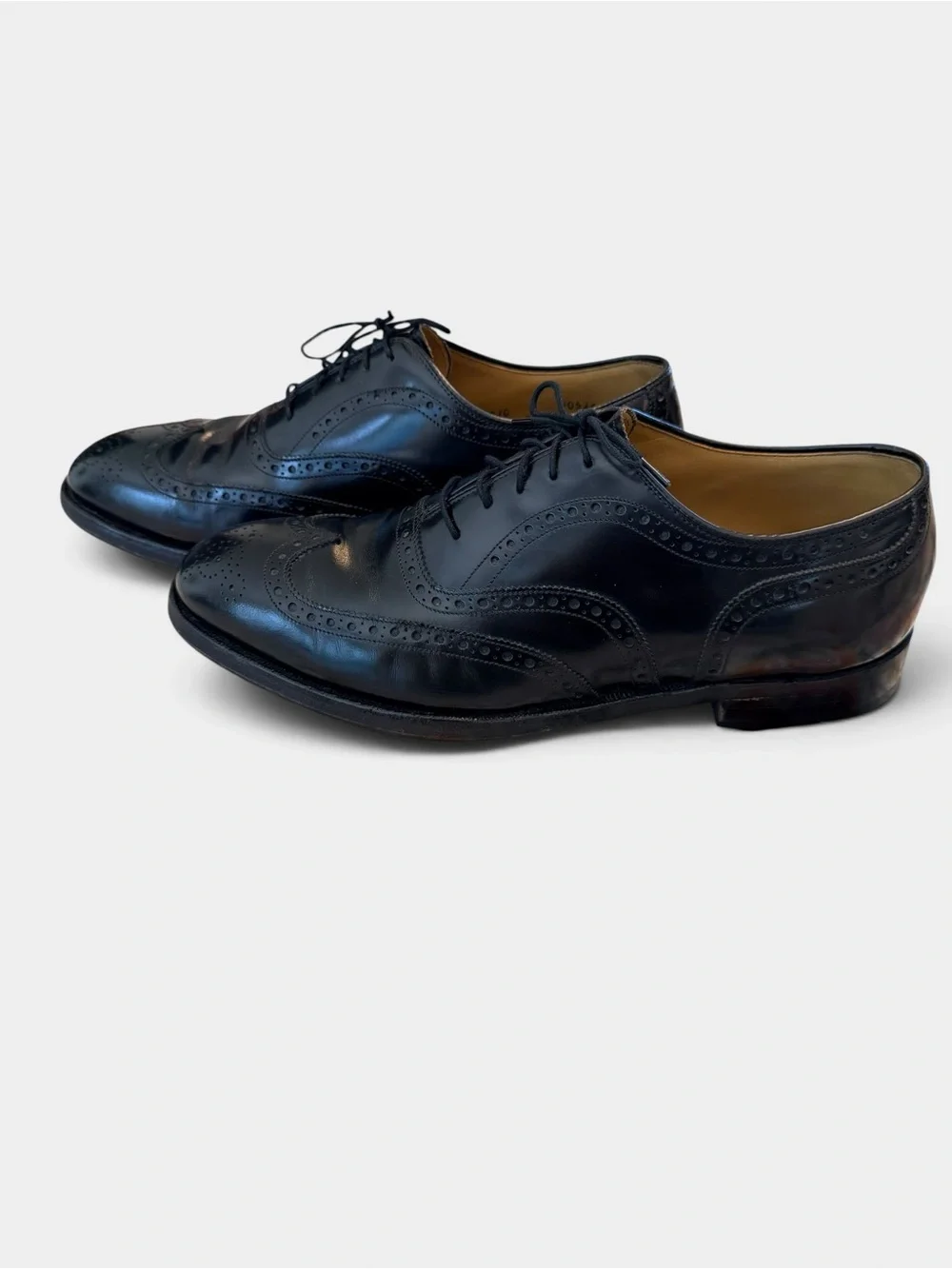 Johnston & Murphy Men’s 9.5 C Black Leather Wingtip Oxford Dress Shoes Brogue